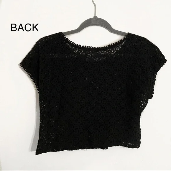 Black See-Through Crop Top - M - Picture 3 of 3